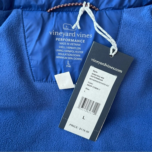 Vineyard Vines Large Martha’s Vineyard Unisex Nor’Easter Blue ZipUp Puffer Vest - Picture 4 of 5